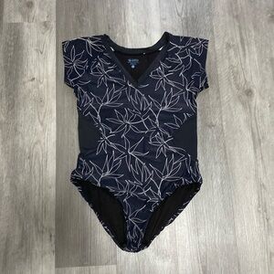 Carve Designs Black and White Lined Floral Print One Piece Bathing Suit